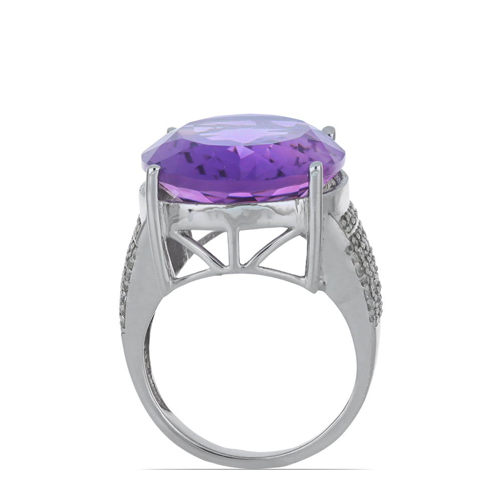 Silberring mit Rose De France Amethyst und weißem Topas