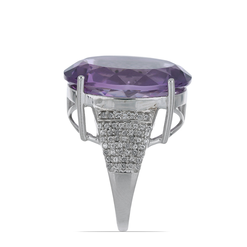 Silberring mit Rose De France Amethyst und weißem Topas 8 