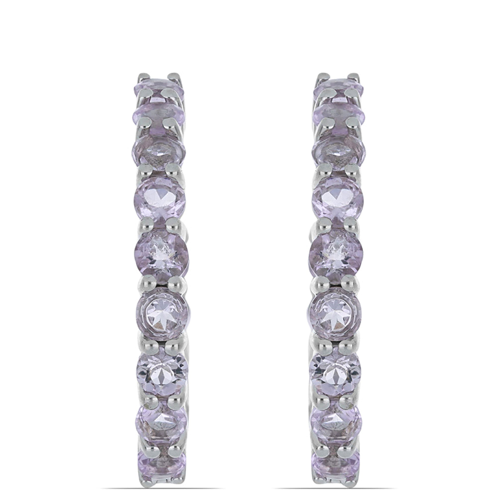 Silberohrringe mit Rose De France Amethyst 1 