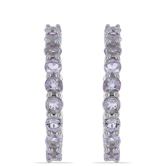 Silberohrringe mit Rose De France Amethyst