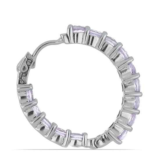 Silberohrringe mit Rose De France Amethyst