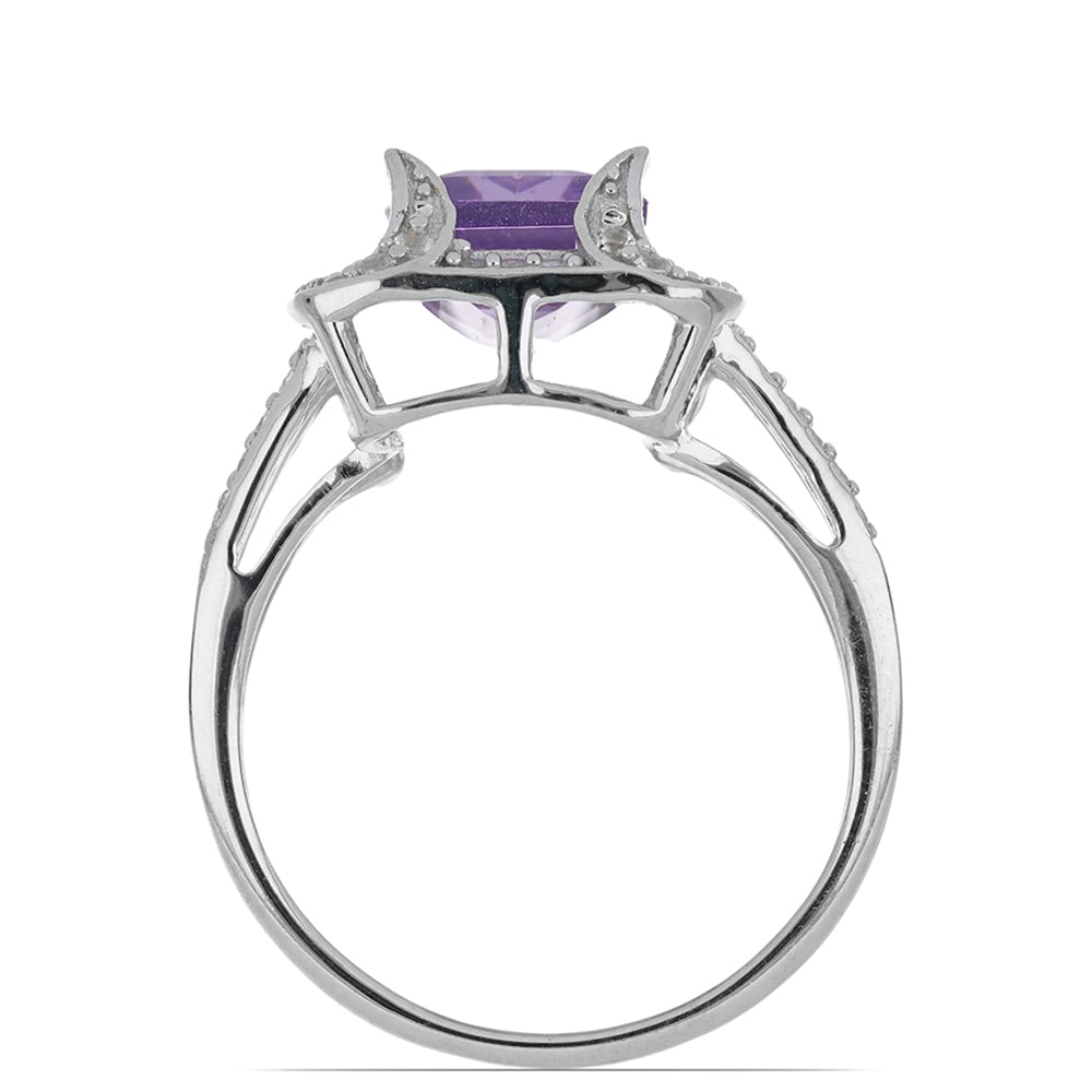 Silberring mit Rose De France Amethyst und weißem Topas