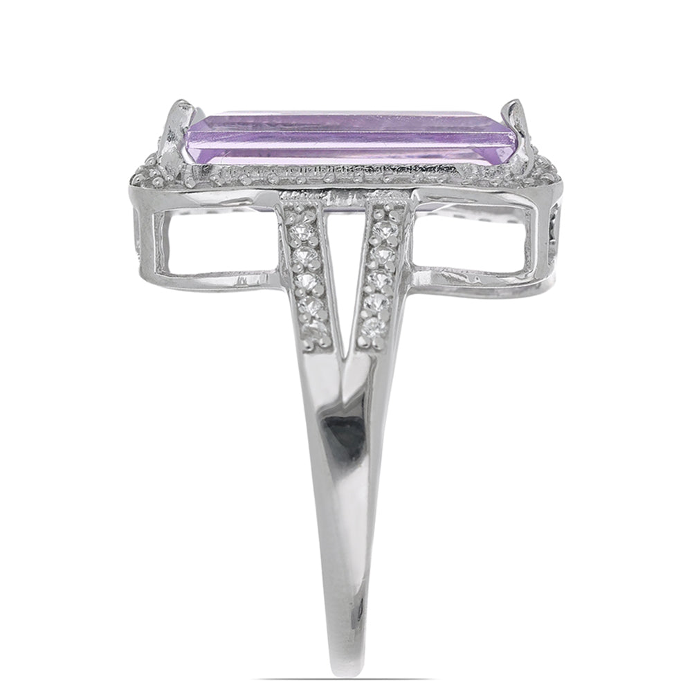 Silberring mit Rose De France Amethyst und weißem Topas 3 
