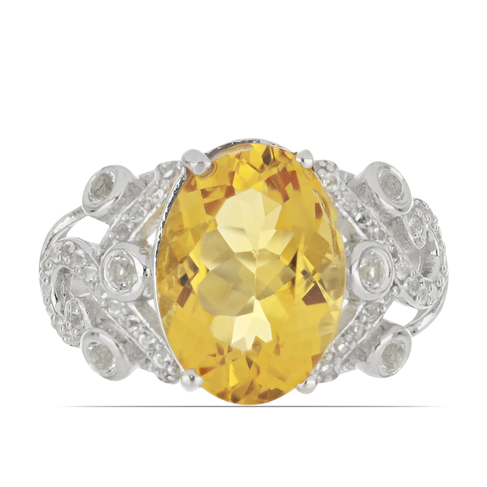 Silberring mit Zitrin aus dem Ural und weißem Topas 1 