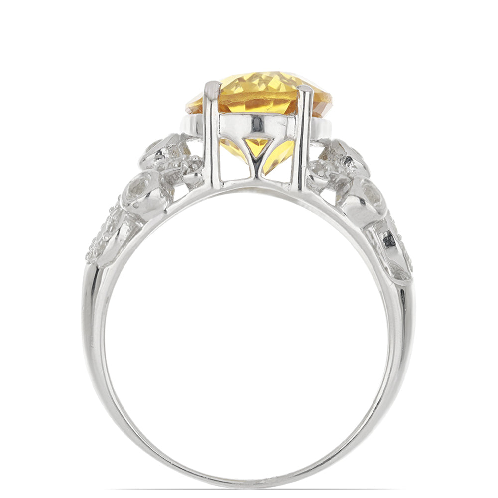 Silberring mit Zitrin aus dem Ural und weißem Topas 3 