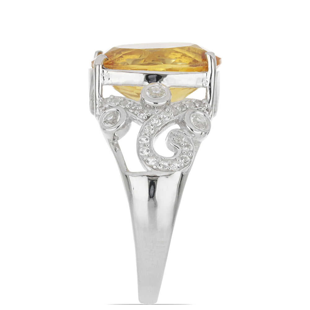 Silberring mit Zitrin aus dem Ural und weißem Topas 4 