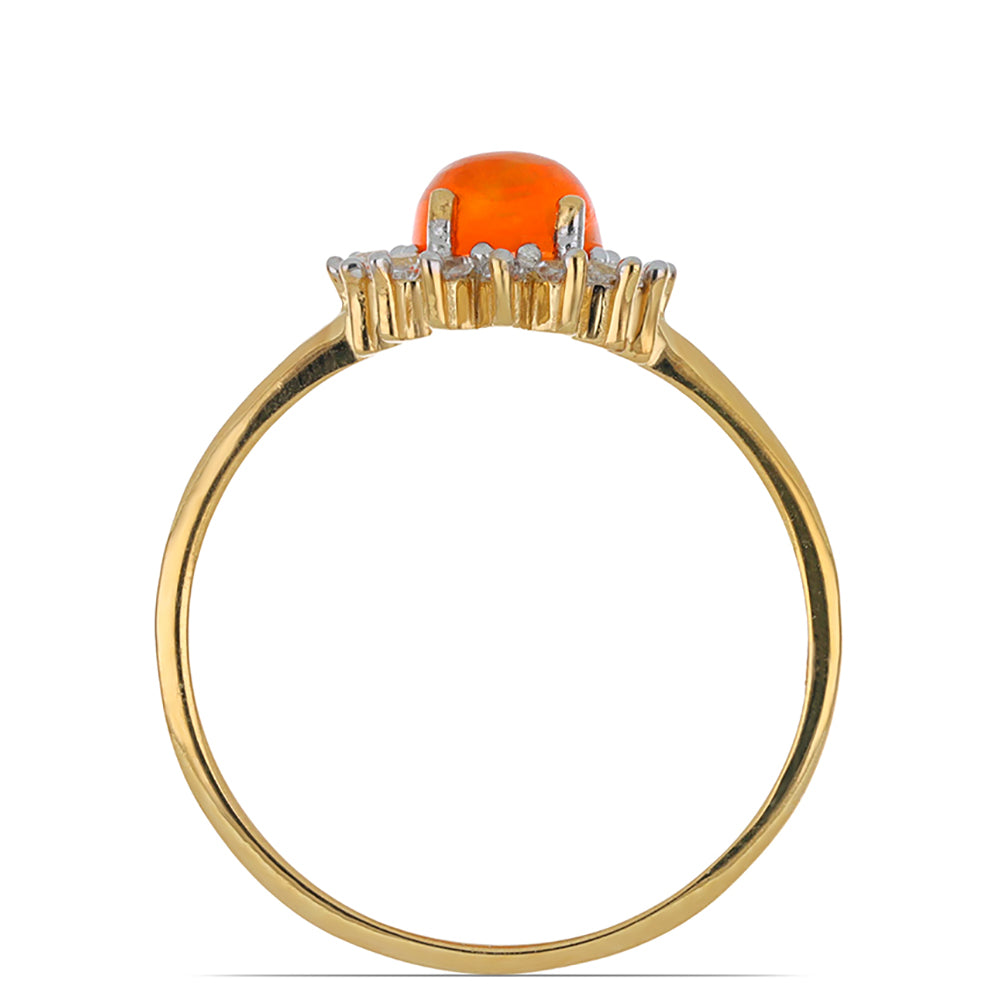 Goldplattierter Silberring mit orangefarbenem Opal aus Lega Dembi und weißem Topas 3 