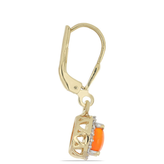 Goldplattierte Silberohrringe mit orangefarbenem Opal aus Lega Dembi und weißem Topas