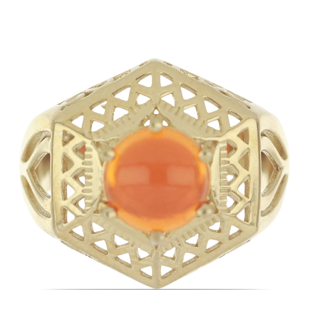 Goldplattierter Silberring mit orangefarbenem Opal aus Lega Dembi