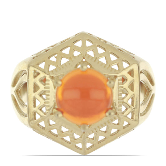 Goldplattierter Silberring mit orangefarbenem Opal aus Lega Dembi