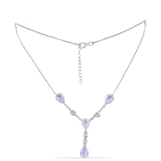 Silberhalskette mit Rose De France Amethyst