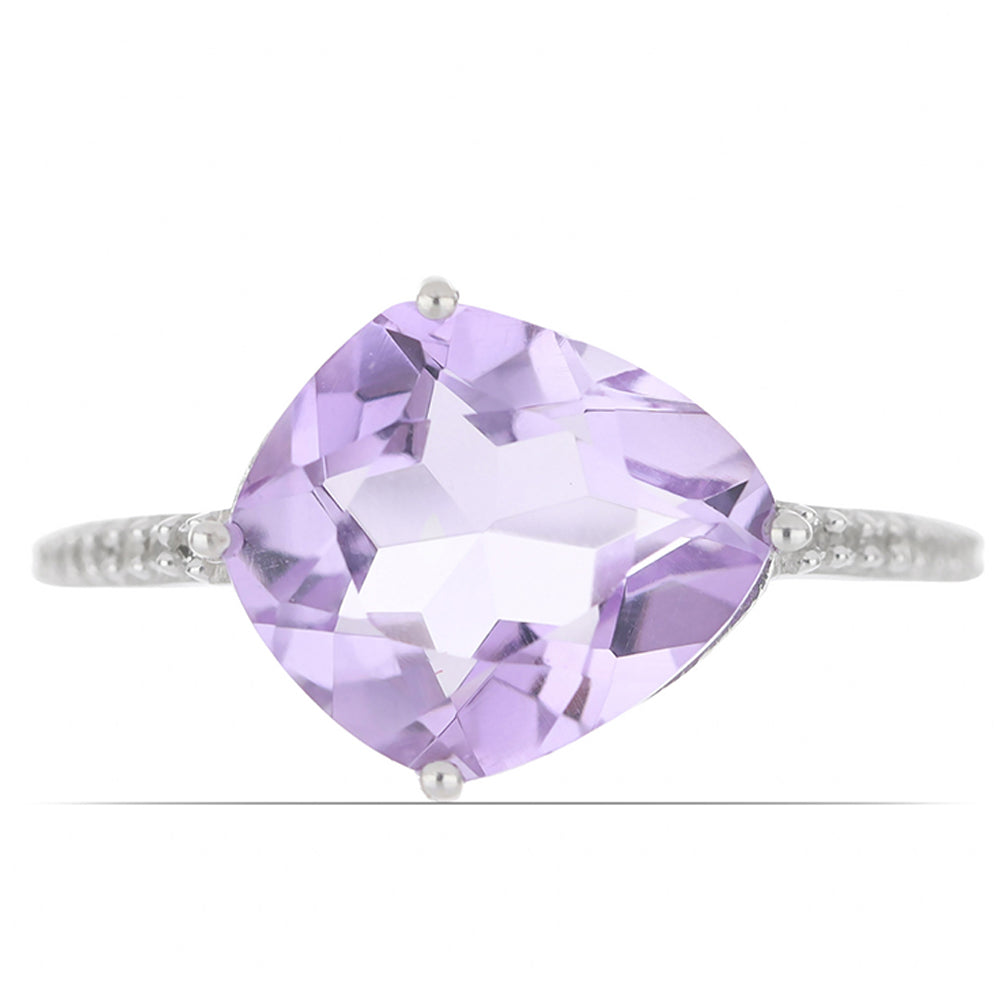 Silberring mit Rose De France Amethyst und weißem Topas