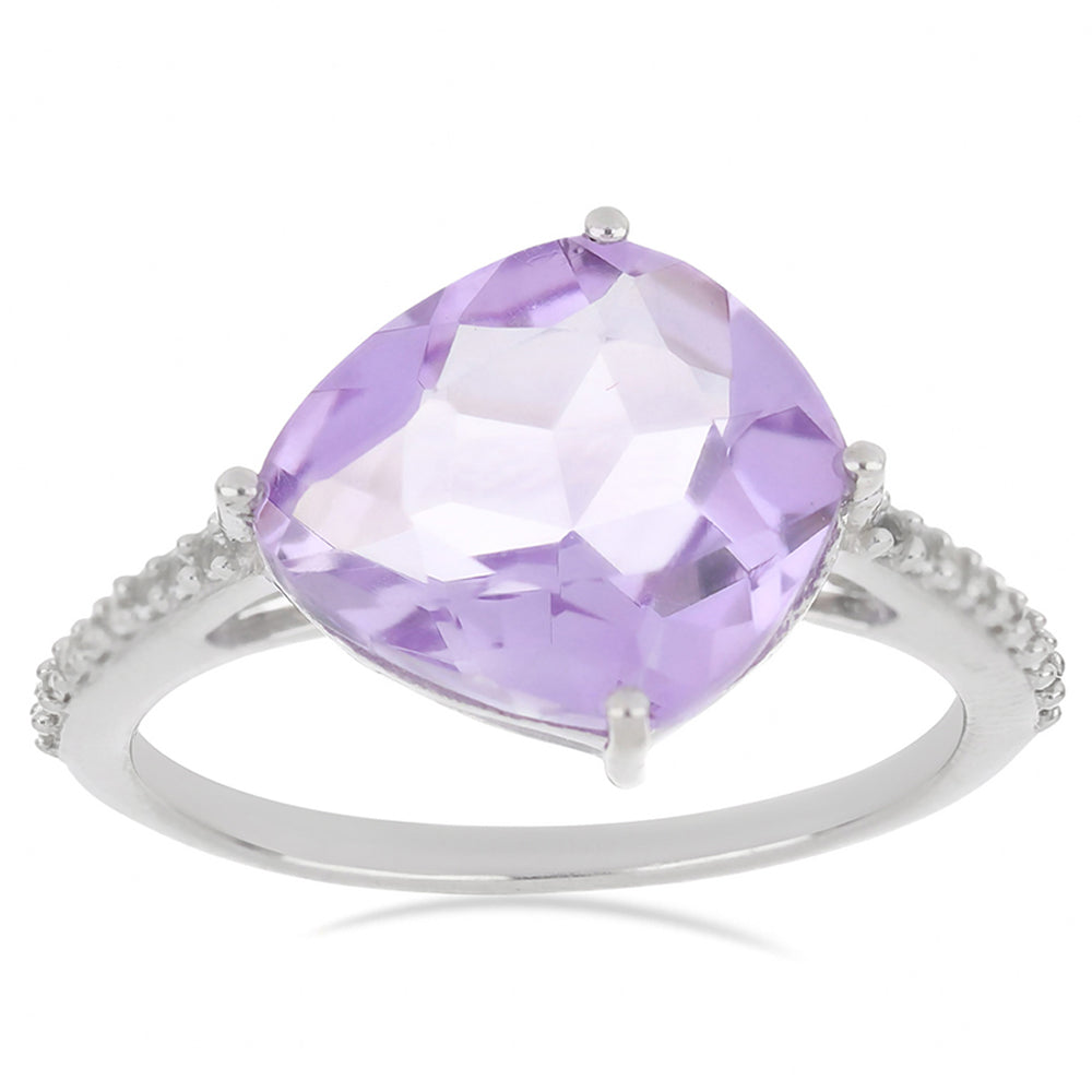 Silberring mit Rose De France Amethyst und weißem Topas 2 