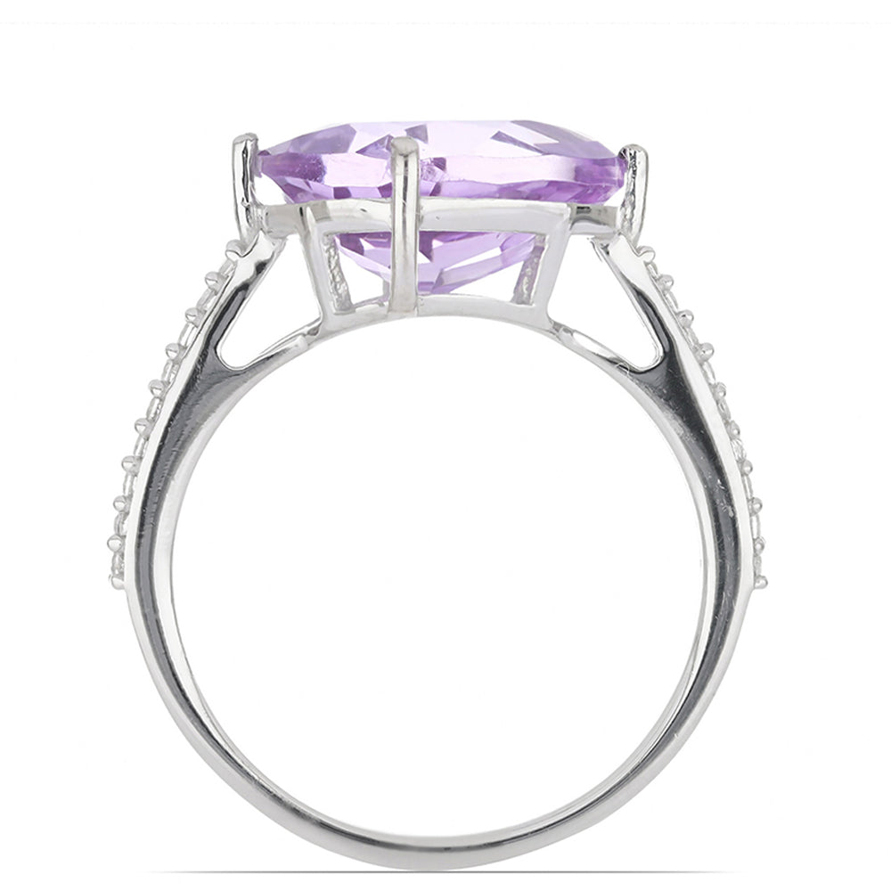 Silberring mit Rose De France Amethyst und weißem Topas