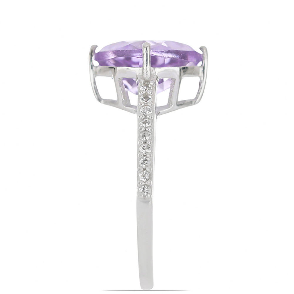 Silberring mit Rose De France Amethyst und weißem Topas 4 