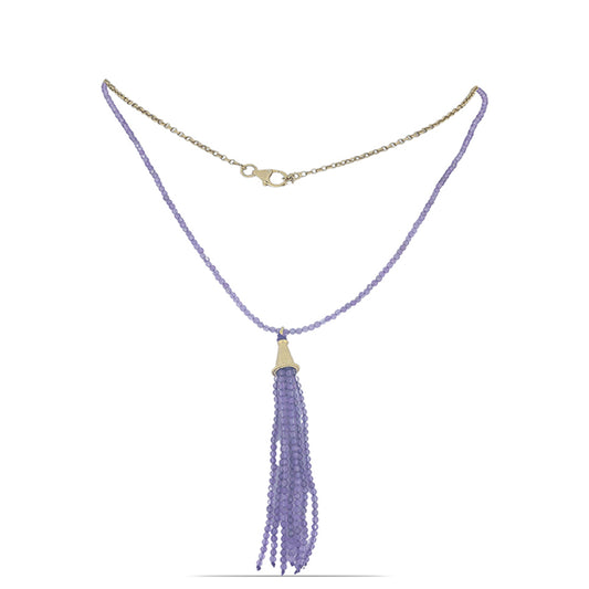 Goldplattierte Silberhalskette mit Rose De France Amethyst