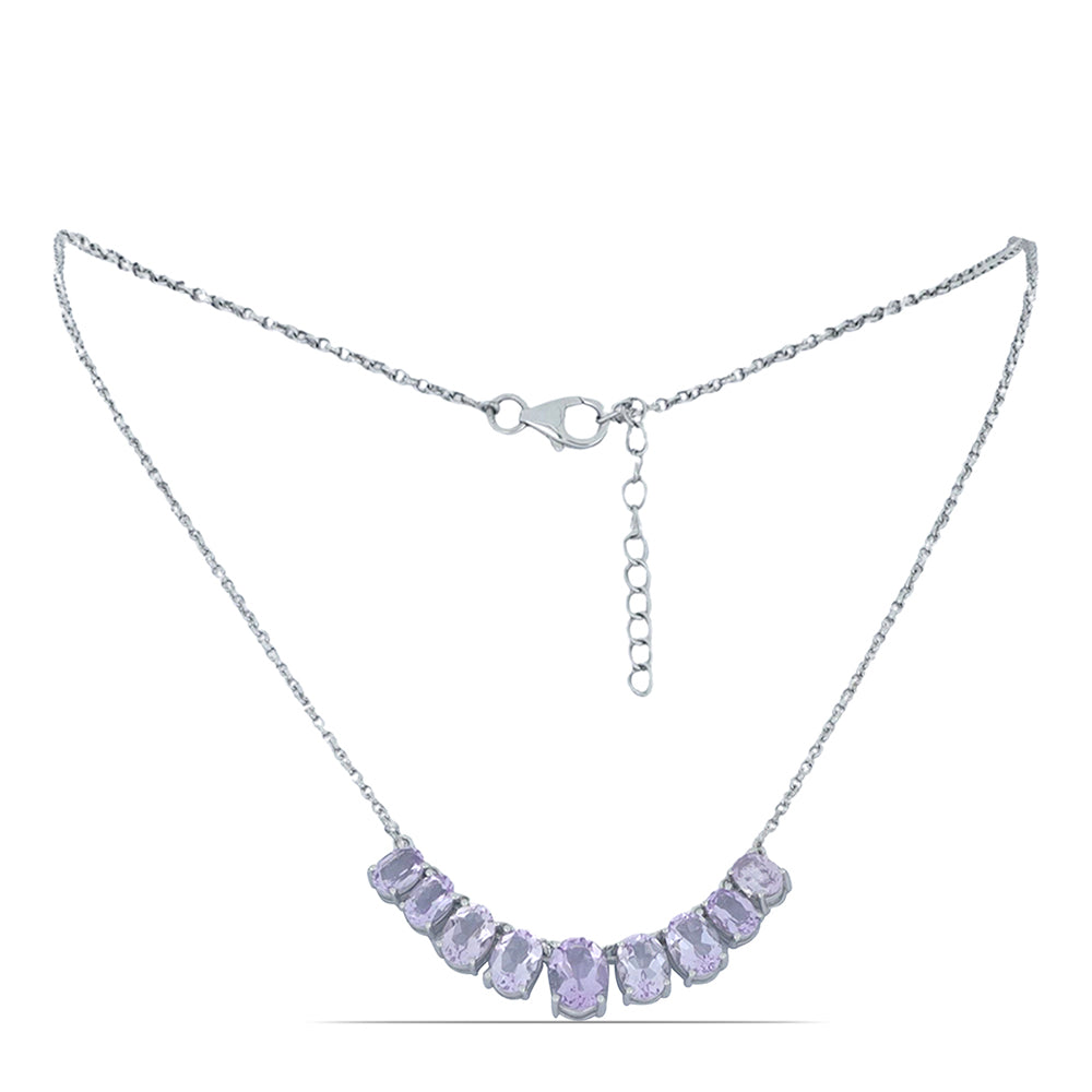 Silberhalskette mit Rose De France Amethyst 1 