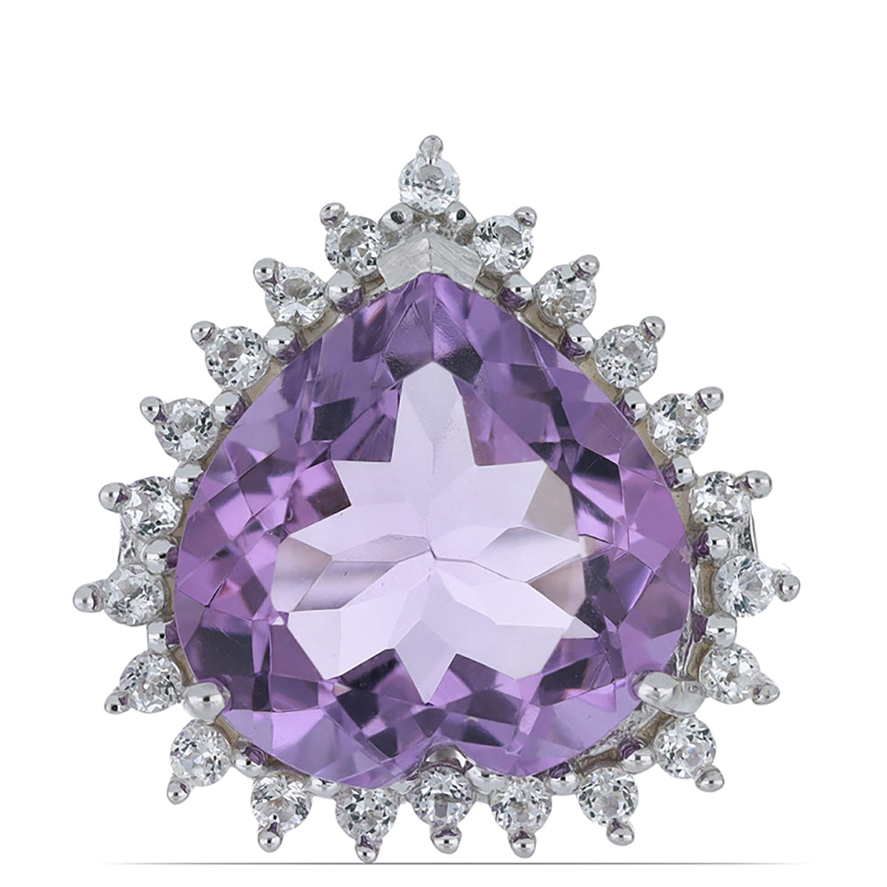 Silberring mit Rose De France Amethyst und weißem Topas