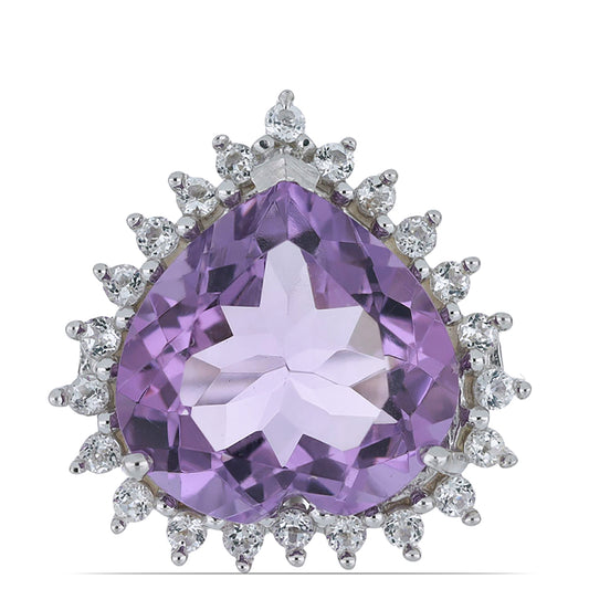 Silberring mit Rose De France Amethyst und weißem Topas