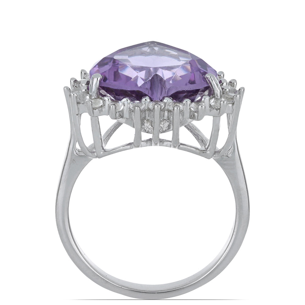Silberring mit Rose De France Amethyst und weißem Topas 3 