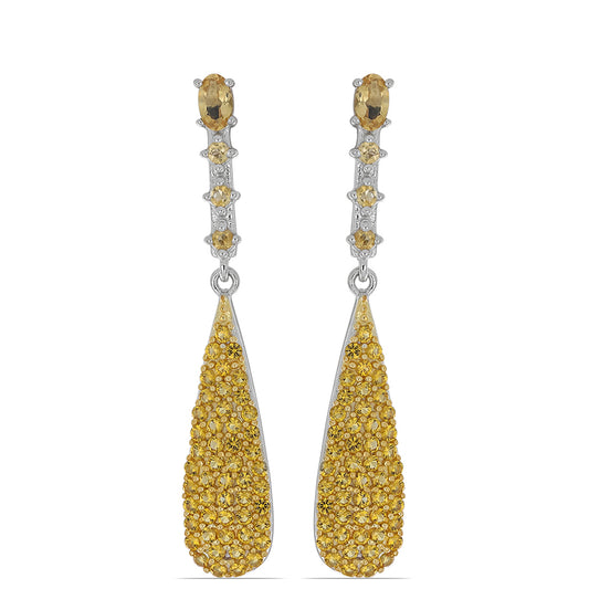 Silberohrringe mit Zitrin aus dem Ural