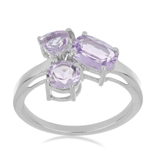 Silberring mit Rose De France Amethyst