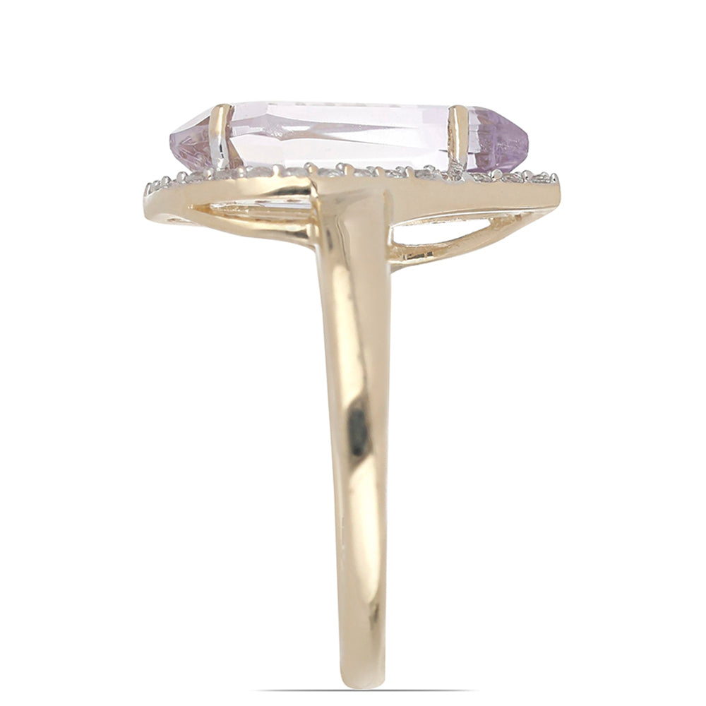 Goldplattierter Silberring mit Rose De France Amethyst und weißem Topas