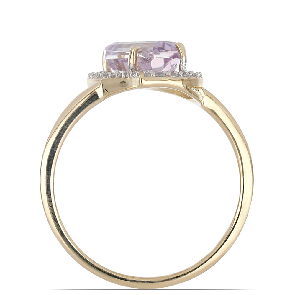 Goldplattierter Silberring mit Rose De France Amethyst und weißem Topas 3 