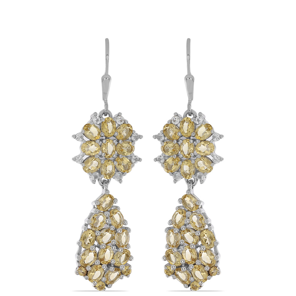 Silberohrringe mit Zitrin aus dem Ural und weißem Topas