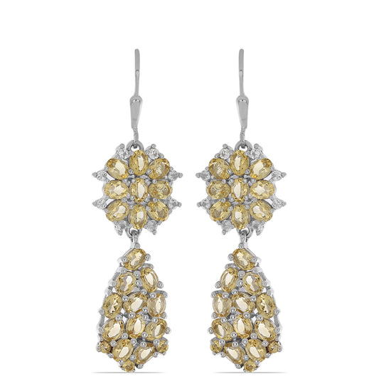 Silberohrringe mit Zitrin aus dem Ural und weißem Topas