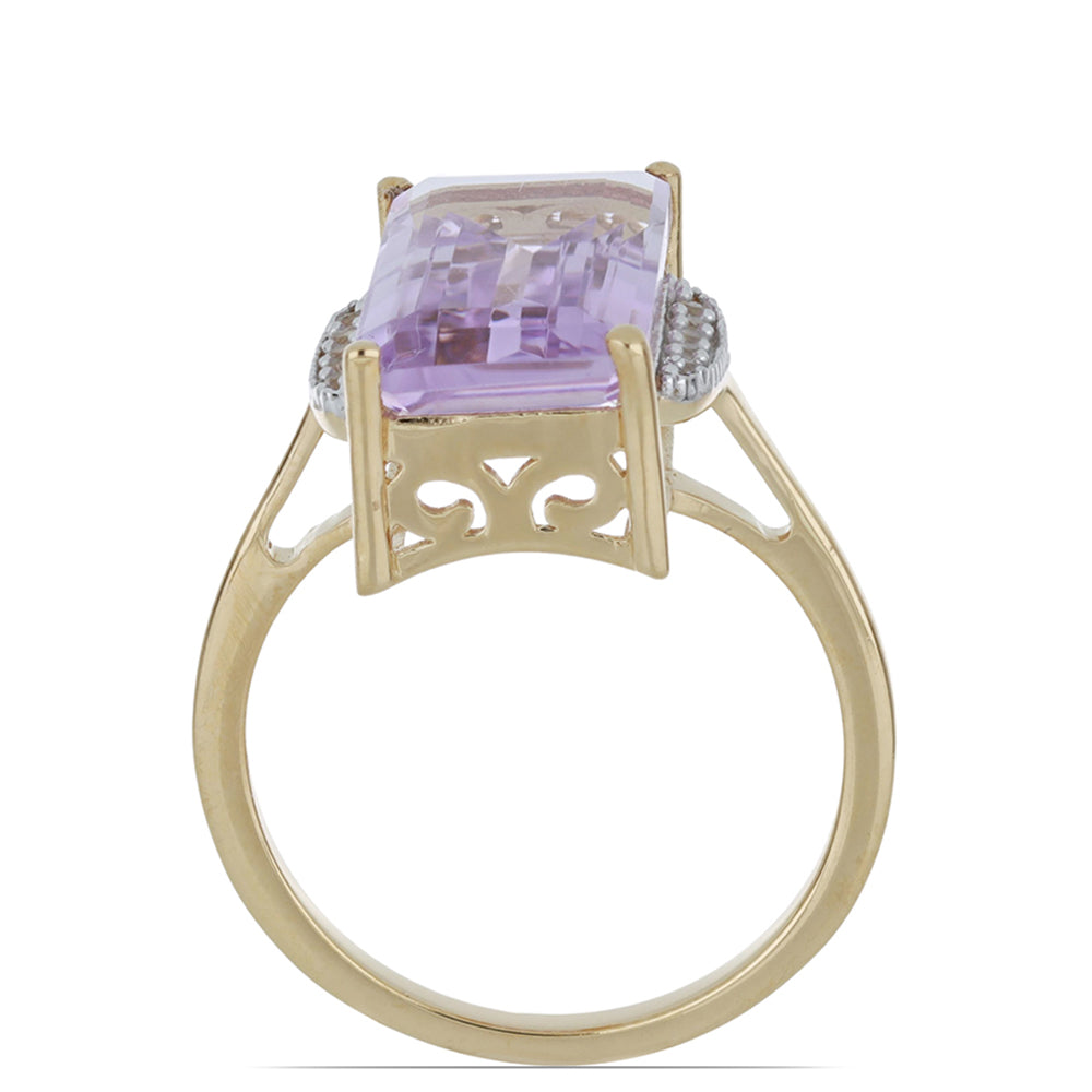 Goldplattierter Silberring mit Rose De France Amethyst und weißem Topas 3 