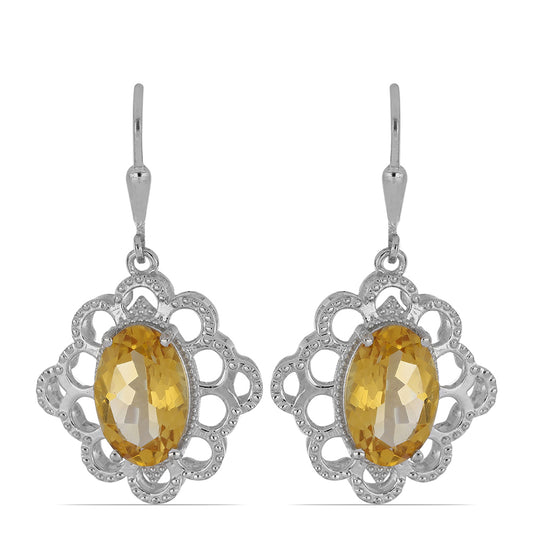 Silberohrringe mit Zitrin aus dem Ural