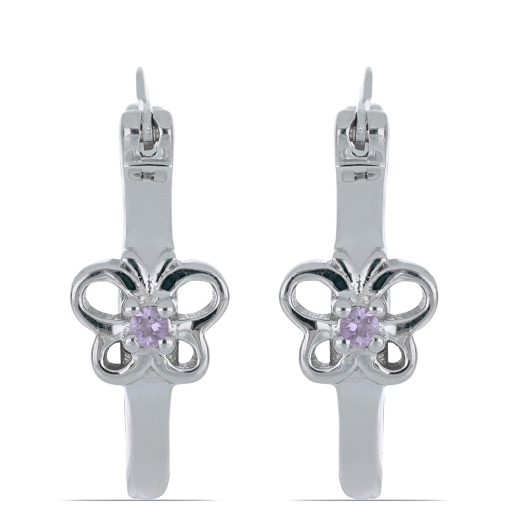 Silberohrringe mit Rose De France Amethyst