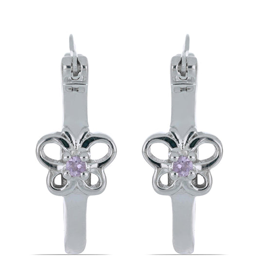 Silberohrringe mit Rose De France Amethyst