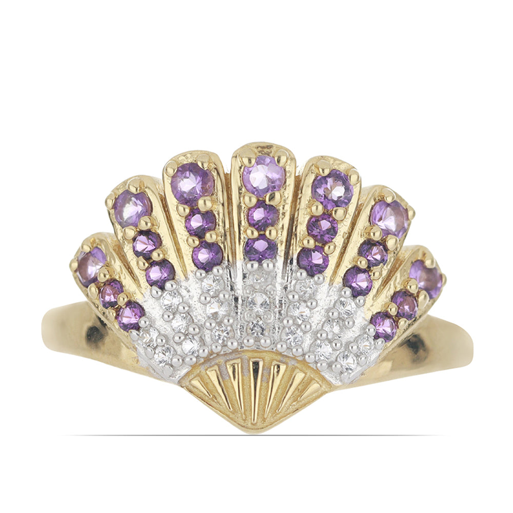 Goldplattierter Silberring mit Rose De France Amethyst und weißem Topas 1 