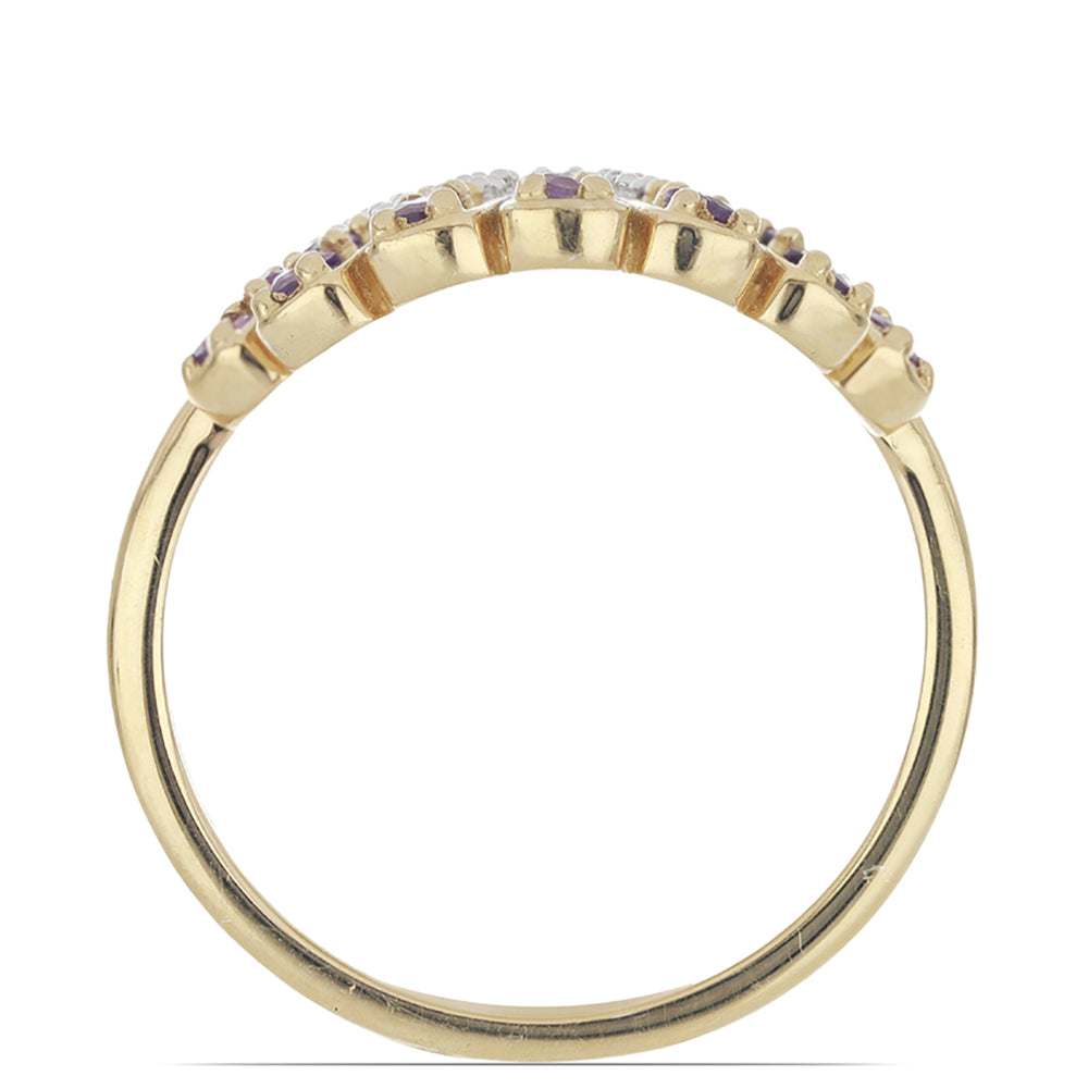Goldplattierter Silberring mit Rose De France Amethyst und weißem Topas