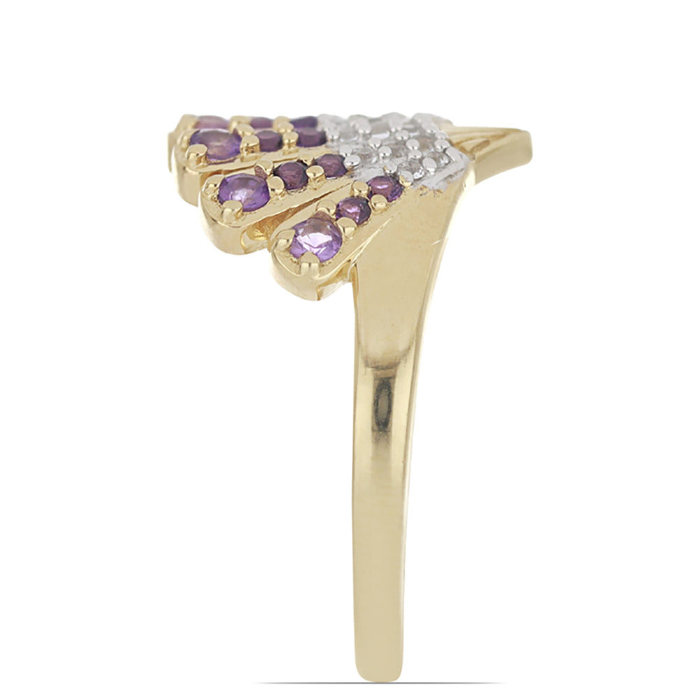 Goldplattierter Silberring mit Rose De France Amethyst und weißem Topas 4 