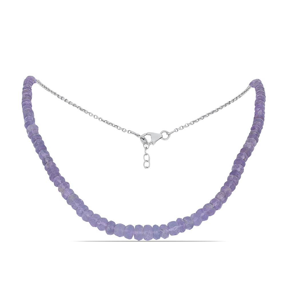 Silberhalskette mit Rose De France Amethyst