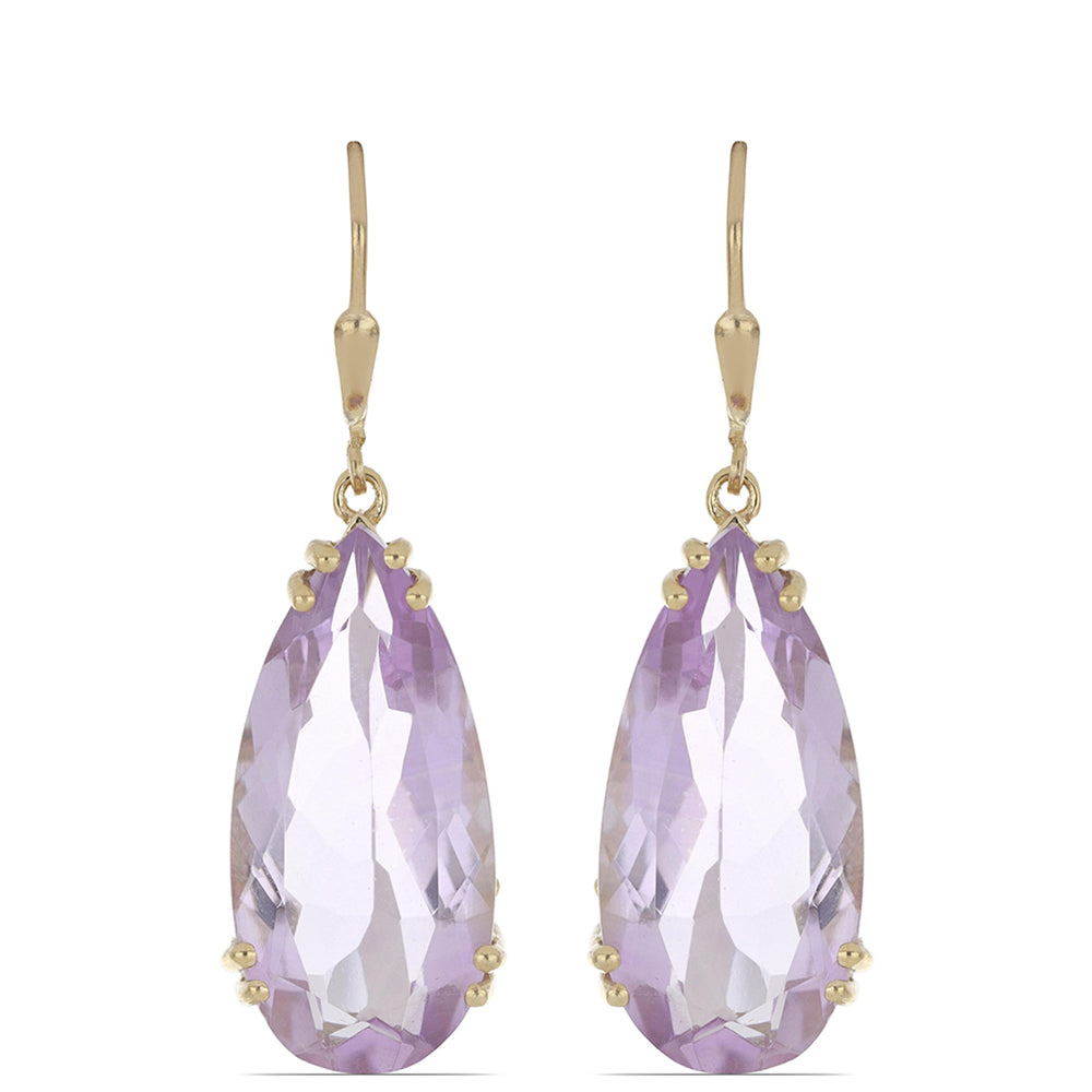 Goldplattierte Silberohrringe mit Rose De France Amethyst