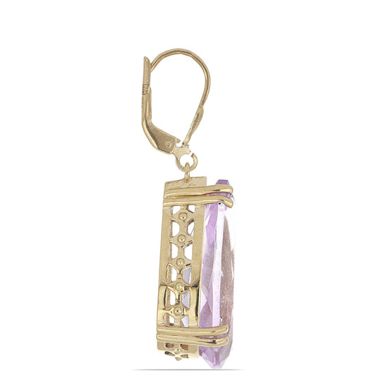 Goldplattierte Silberohrringe mit Rose De France Amethyst
