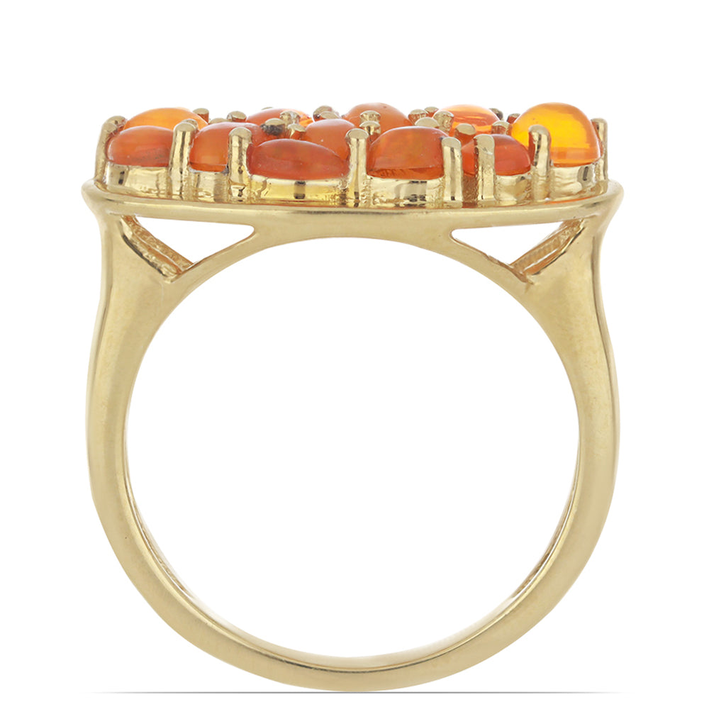 Goldplattierter Silberring mit orangefarbenem Opal aus Lega Dembi und weißem Topas 3 