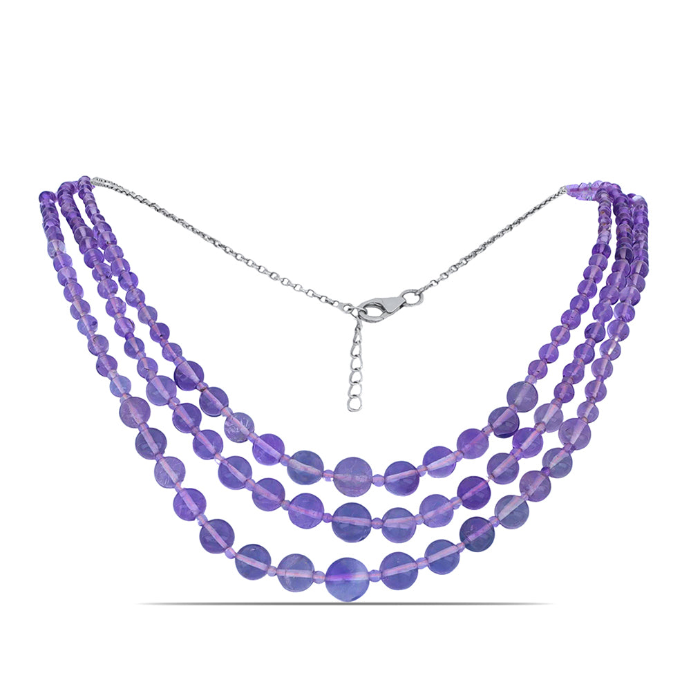 Silberhalskette mit Rose De France Amethyst 1 