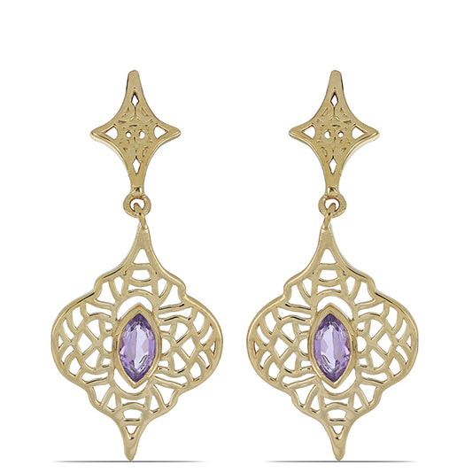 Goldplattierte Silberohrringe mit Rose De France Amethyst