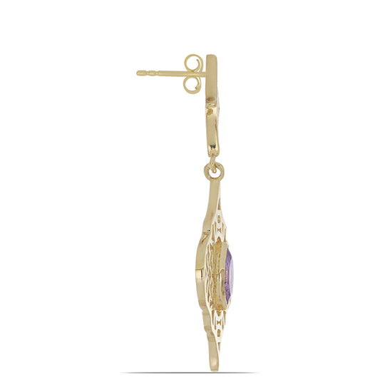Goldplattierte Silberohrringe mit Rose De France Amethyst