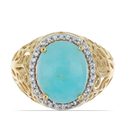 Goldplattierter Silberring mit weißem Topas