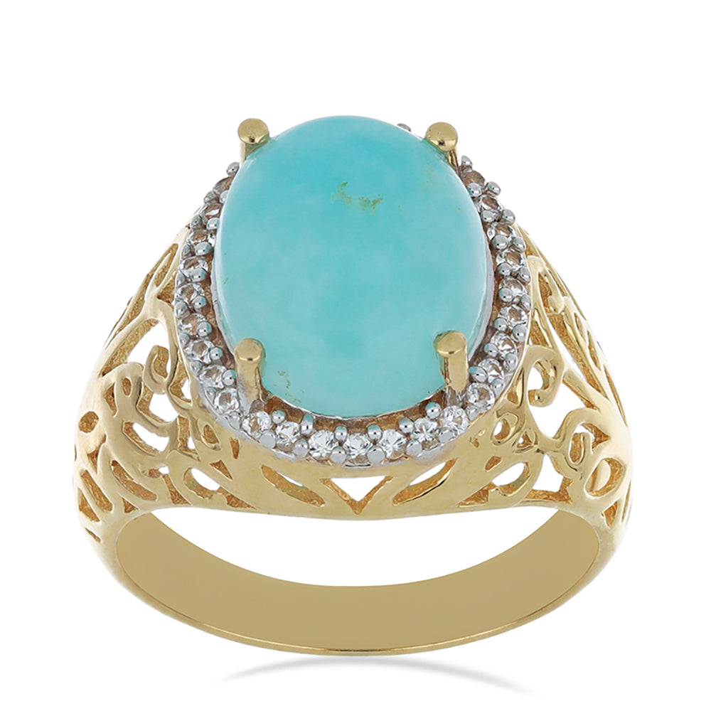 Goldplattierter Silberring mit weißem Topas