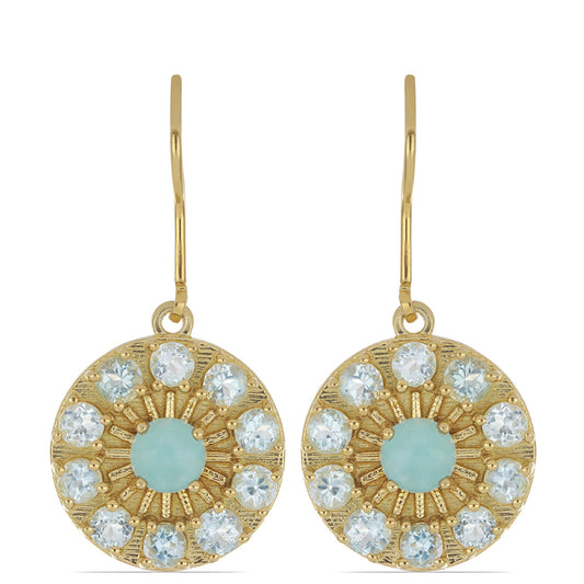Goldplattierte Silberohrringe mit himmelblauem Topas