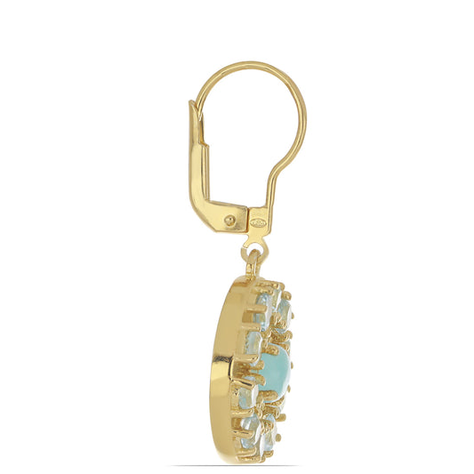 Goldplattierte Silberohrringe mit himmelblauem Topas