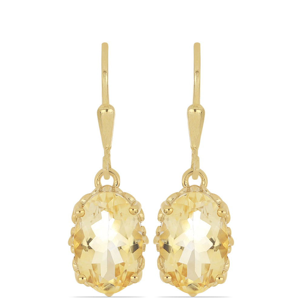 Goldplattierte Silberohrringe mit Zitrin aus dem Ural