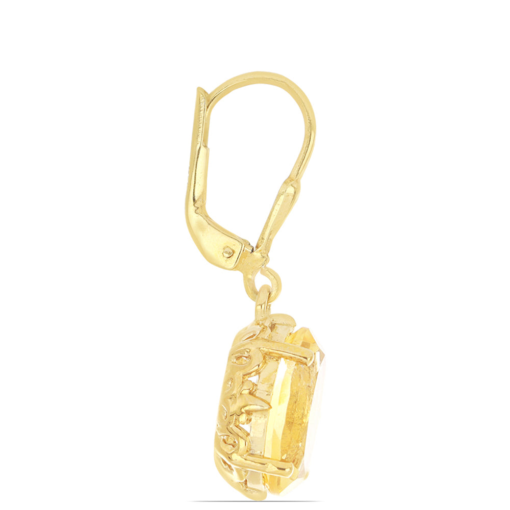 Goldplattierte Silberohrringe mit Zitrin aus dem Ural 2 